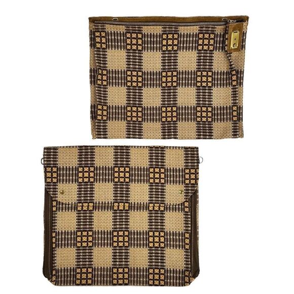 American Vintage Handbags - Vintage 60s 70s Woven Checkered Garment Bags Talon Zippers